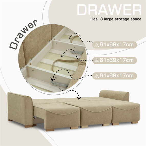 დივანი HOBEL BELONA 3 STR LIGHT BROWN BONCUK 6/CREAM INFINITY 103 (7)