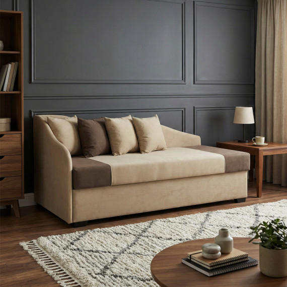 диван HOBEL BIG-BEN BEIGE LEONARDO 03/ DARK BROWN LEONARDO 06 L (2)