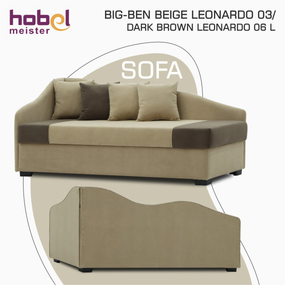 დივანი HOBEL BIG-BEN BEIGE LEONARDO 03/ DARK BROWN LEONARDO 06 L (2)