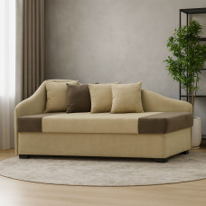 დივანი HOBEL BIG-BEN BEIGE LEONARDO 03/ DARK BROWN LEONARDO 06 L (2)
