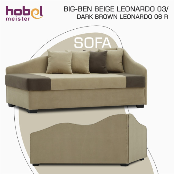 დივანი HOBEL BIG-BEN BEIGE LEONARDO 03/ DARK BROWN LEONARDO 06 R (2)