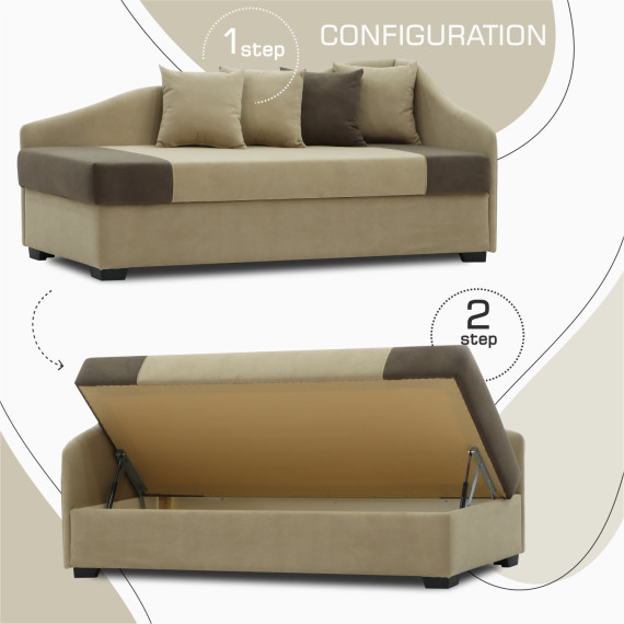 დივანი HOBEL BIG-BEN BEIGE LEONARDO 03/ DARK BROWN LEONARDO 06 R (2)