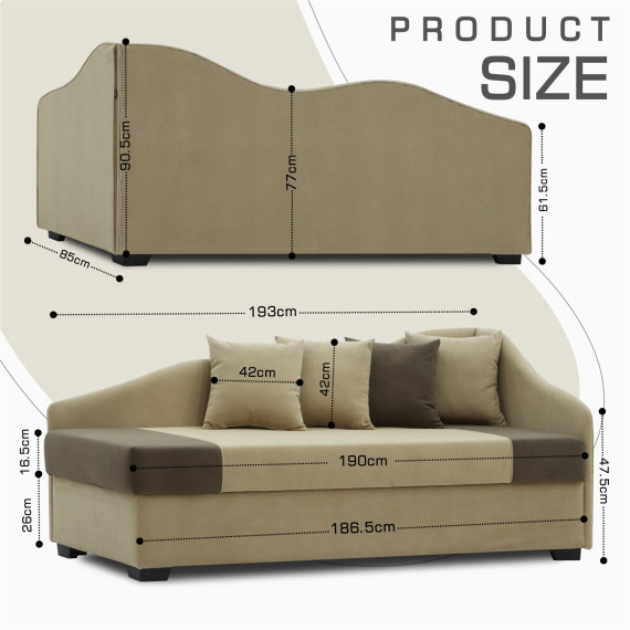 დივანი HOBEL BIG-BEN BEIGE LEONARDO 03/ DARK BROWN LEONARDO 06 R (2)