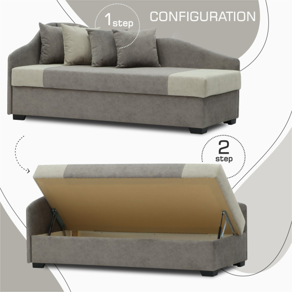 დივანი HOBEL BIG-BEN CAPPUCCINO JAGUAR 6/ CREAM JAGUAR 3 L (2)