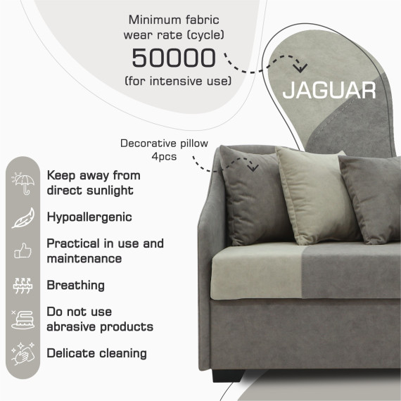 დივანი HOBEL BIG-BEN CAPPUCCINO JAGUAR 6/ CREAM JAGUAR 3 L (2)