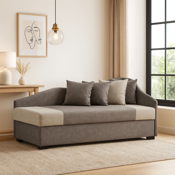 დივანი HOBEL BIG-BEN CAPPUCCINO JAGUAR 6/ CREAM JAGUAR 3 R (2)