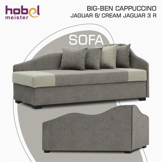 დივანი HOBEL BIG-BEN CAPPUCCINO JAGUAR 6/ CREAM JAGUAR 3 R (2)
