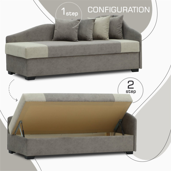 დივანი HOBEL BIG-BEN CAPPUCCINO JAGUAR 6/ CREAM JAGUAR 3 R (2)