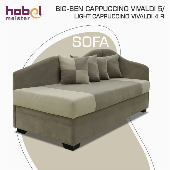 დივანი HOBEL BIG-BEN CAPPUCCINO VIVALDI 5/ LIGHT CAPPUCCINO VIVALDI 4 R(1)