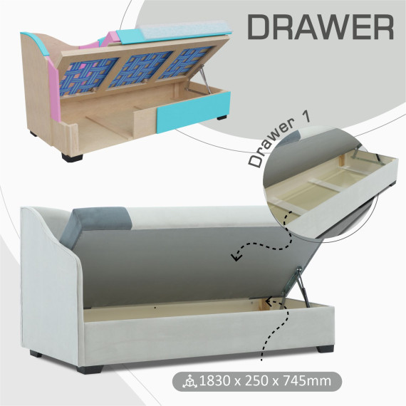 დივანი HOBEL BIG-BEN LIGHT GREY VIVALDI 6/ DARK GREY VIVALDI 8 L(2)