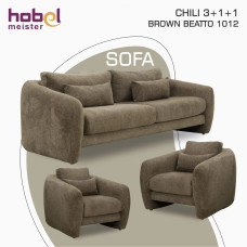 გარნიტური HOBEL CHILI 3+1+1 BROWN BEATTO 1012 (3)