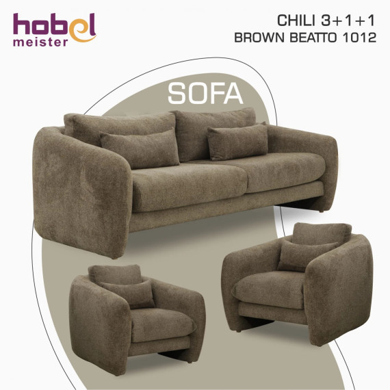 გარნიტური HOBEL CHILI 3+1+1 BROWN BEATTO 1012 (3)