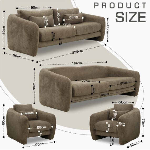 გარნიტური HOBEL CHILI 3+1+1 BROWN BEATTO 1012 (3)