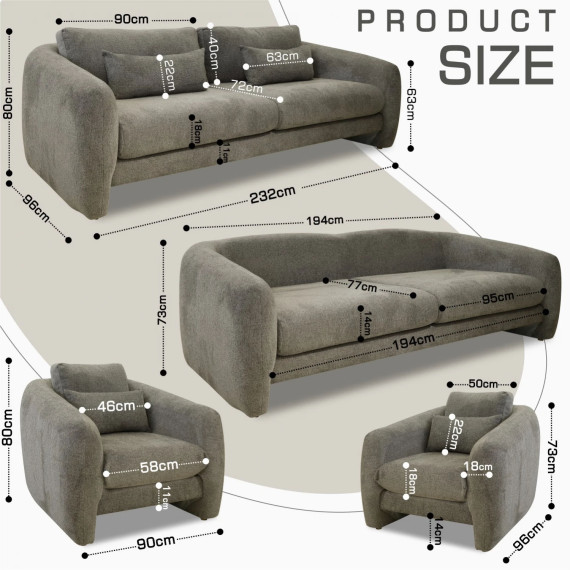 гарнитур HOBEL CHILI 3+1+1 GREY BEATTO 1036 (3)