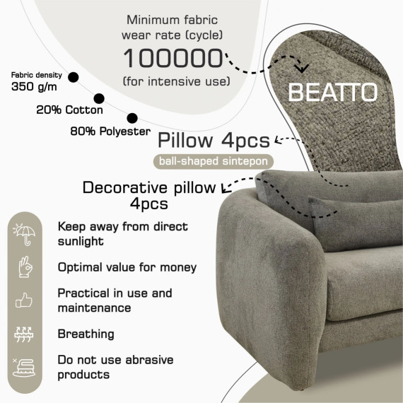 гарнитур HOBEL CHILI 3+1+1 GREY BEATTO 1036 (3)