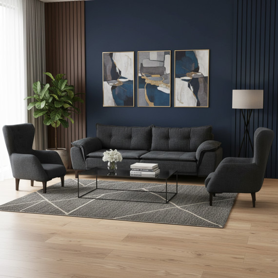 გარნიტური HOBEL CLARA 3+1+1 DARK GREY BEATTO 1079 (3)