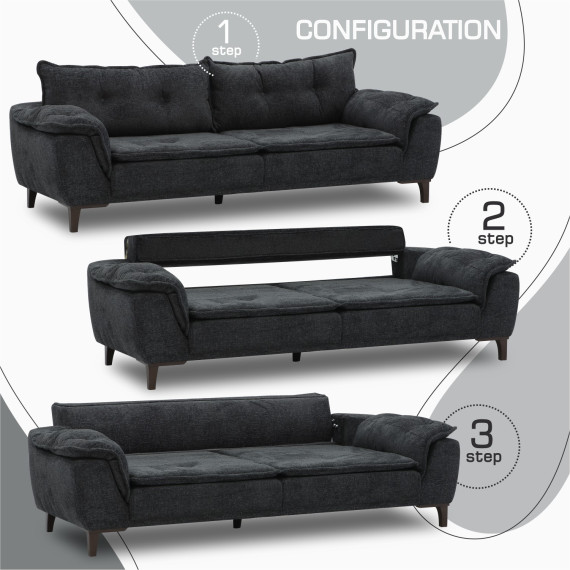 გარნიტური HOBEL CLARA 3+1+1 DARK GREY BEATTO 1079 (3)