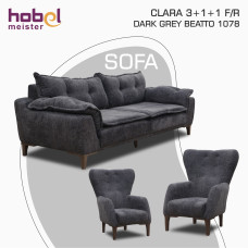 sofa set HOBEL CLARA 3+1+1 F/R DARK GREY BEATTO 1078 (3)