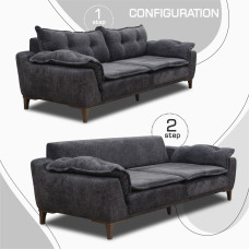 sofa set HOBEL CLARA 3+1+1 F/R DARK GREY BEATTO 1078 (3)