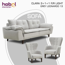 გარნიტური HOBEL CLARA 3+1+1 F/R LIGHT GREY LEONARDO 13 (3)