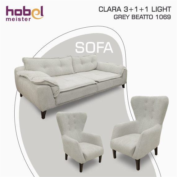გარნიტური HOBEL CLARA 3+1+1 LIGHT GREY BEATTO 1069 (3)
