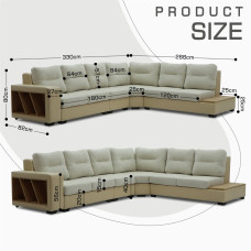 диван HOBEL CORNER CORONA CREAM PHANTOM 3/ CREAM BEATTO 1065 L (7)