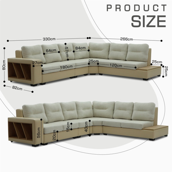 დივანი HOBEL CORNER CORONA CREAM PHANTOM 3/ CREAM BEATTO 1065 L (7)