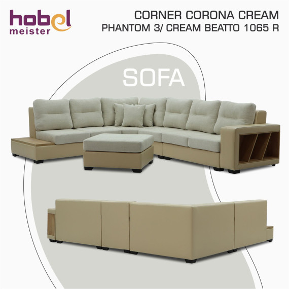 დივანი HOBEL CORNER CORONA CREAM PHANTOM 3/ CREAM BEATTO 1065 R (7)