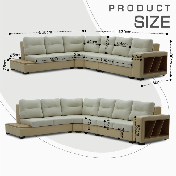 დივანი HOBEL CORNER CORONA CREAM PHANTOM 3/ CREAM BEATTO 1065 R (7)