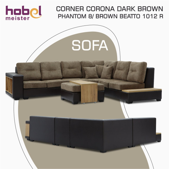 sofa HOBEL CORNER CORONA DARK BROWN PHANTOM 8/ BROWN BEATTO 1012 R (7)