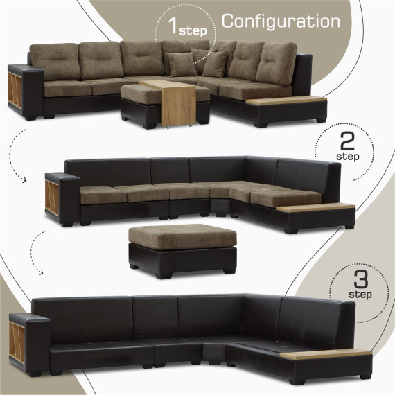 sofa HOBEL CORNER CORONA DARK BROWN PHANTOM 8/ BROWN BEATTO 1012 R (7)