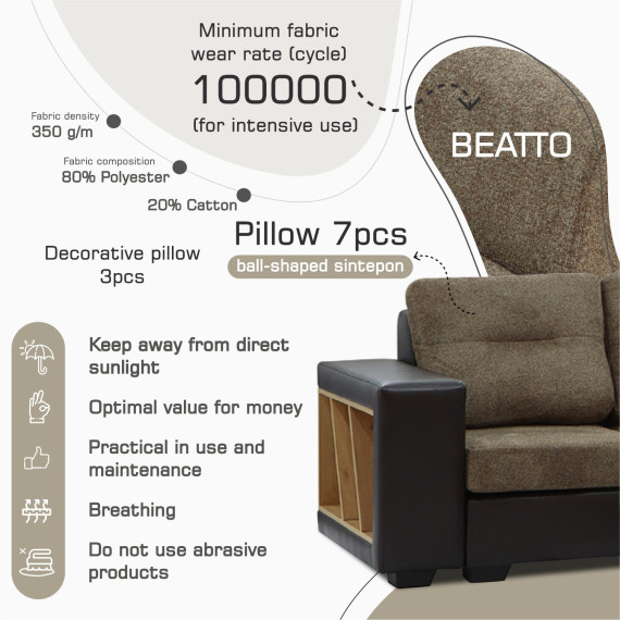 sofa HOBEL CORNER CORONA DARK BROWN PHANTOM 8/ BROWN BEATTO 1012 R (7)