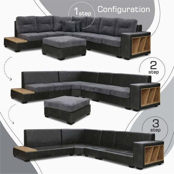 დივანი HOBEL CORNER CORONA GREY PHANTOM 14/ DARK GREY BEATTO 1079 L (7)