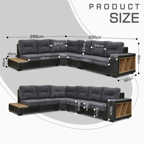 დივანი HOBEL CORNER CORONA GREY PHANTOM 14/ DARK GREY BEATTO 1079 L (7)