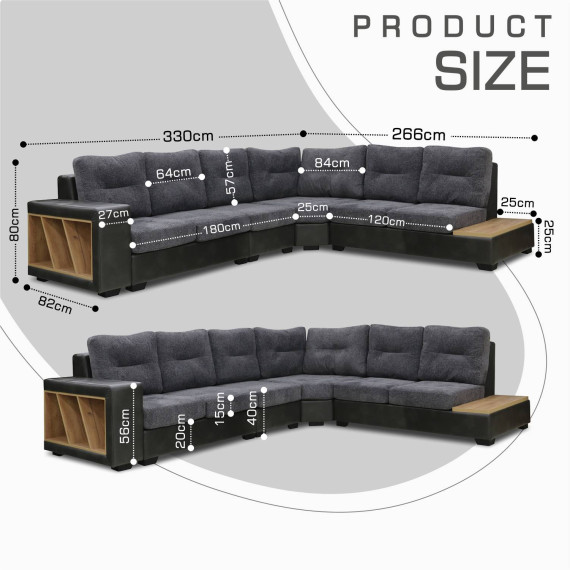 დივანი HOBEL CORNER CORONA GREY PHANTOM 14/ DARK GREY BEATTO 1079 R (7)