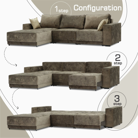 დივანი HOBEL CORNER DELUXE BROWN MONACO 5/ NIAGARA BEIGE L (7)