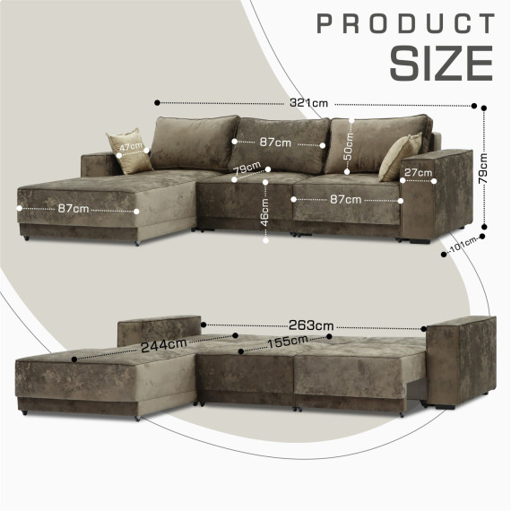 დივანი HOBEL CORNER DELUXE BROWN MONACO 5/ NIAGARA BEIGE L (7)