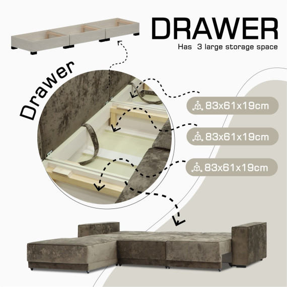 დივანი HOBEL CORNER DELUXE BROWN MONACO 5/ NIAGARA BEIGE L (7)