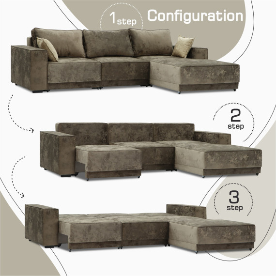 დივანი HOBEL CORNER DELUXE BROWN MONACO 5/ NIAGARA BEIGE R (7)