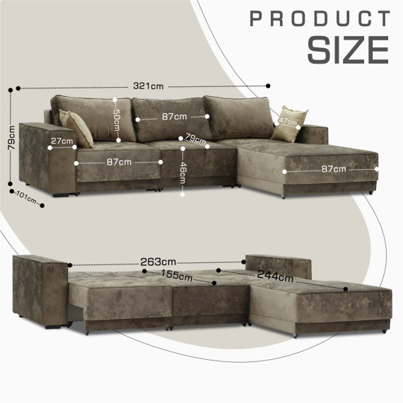 დივანი HOBEL CORNER DELUXE BROWN MONACO 5/ NIAGARA BEIGE R (7)