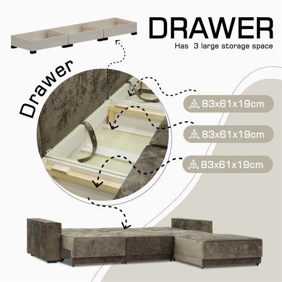 დივანი HOBEL CORNER DELUXE BROWN MONACO 5/ NIAGARA BEIGE R (7)