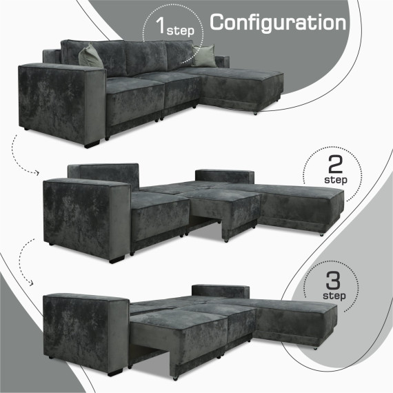 დივანი HOBEL CORNER DELUXE GREY MONACO 14/ NIAGARA AQUA GLASS R (6)