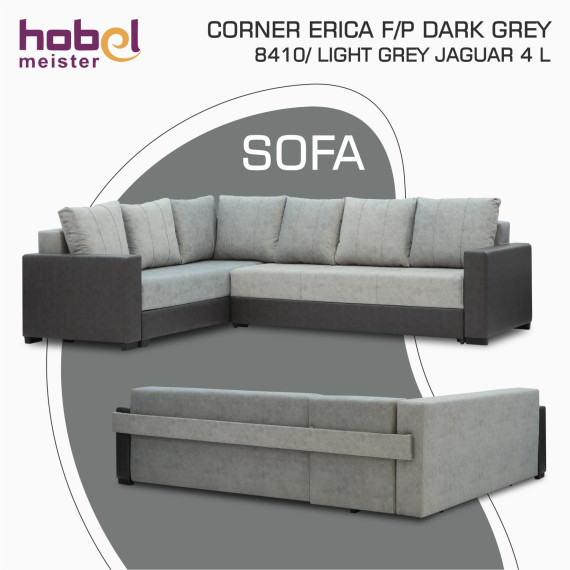 диван HOBEL CORNER ERICA F/P DARK GREY 8410/ LIGHT GREY JAGUAR 4 L(6)