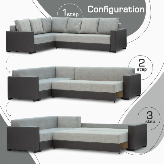 диван HOBEL CORNER ERICA F/P DARK GREY 8410/ LIGHT GREY JAGUAR 4 L(6)