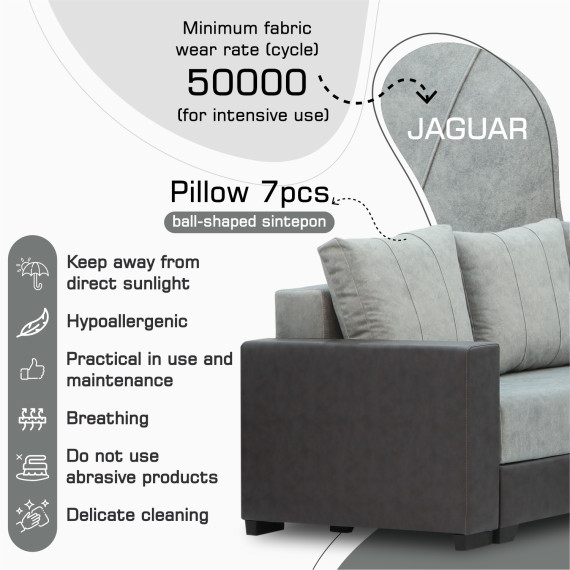 диван HOBEL CORNER ERICA F/P DARK GREY 8410/ LIGHT GREY JAGUAR 4 L(6)