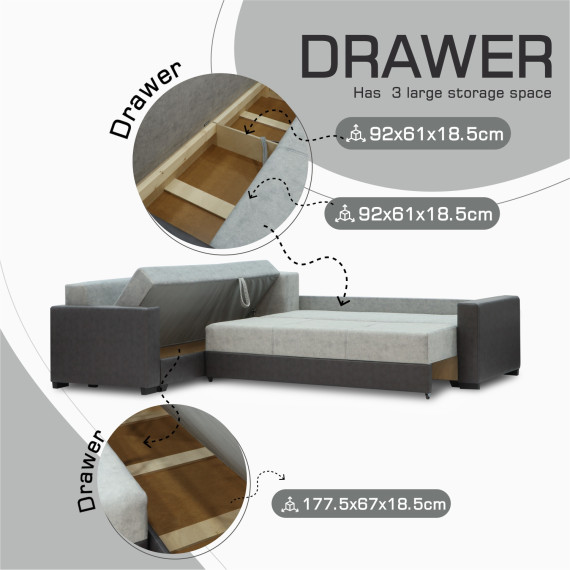 диван HOBEL CORNER ERICA F/P DARK GREY 8410/ LIGHT GREY JAGUAR 4 L(6)