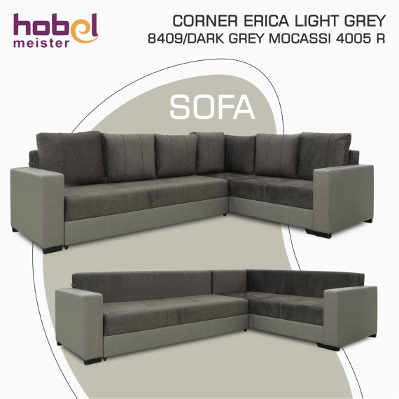დივანი HOBEL CORNER ERICA LIGHT GREY 8409/ DARK GREY MOCASSI 4005 R (6)