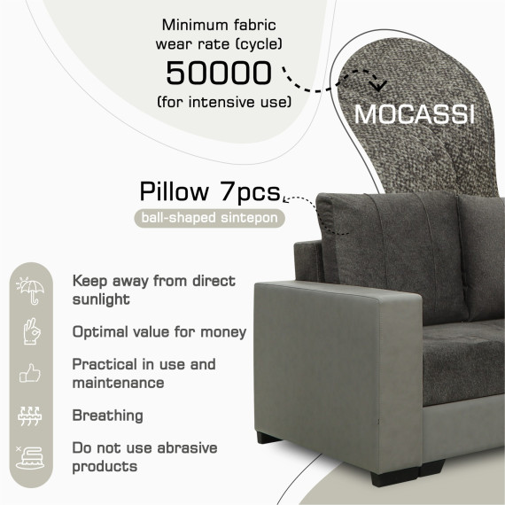 დივანი HOBEL CORNER ERICA LIGHT GREY 8409/ DARK GREY MOCASSI 4005 R (6)