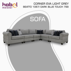 დივანი HOBEL CORNER EVA LIGHT GREY BEATTO 1067/ DARK BLUE TOUCH 799 (6)