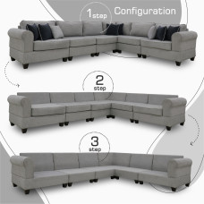 დივანი HOBEL CORNER EVA LIGHT GREY BEATTO 1067/ DARK BLUE TOUCH 799 (6)